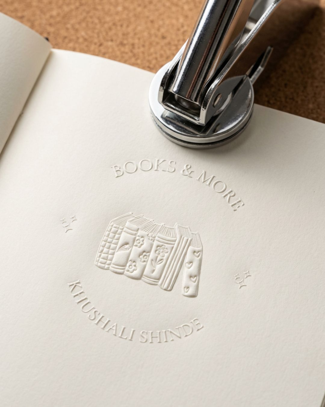 Customised - Paper Embosser - Bookworm Signature Seal - Stamporaa - in Mumbai India